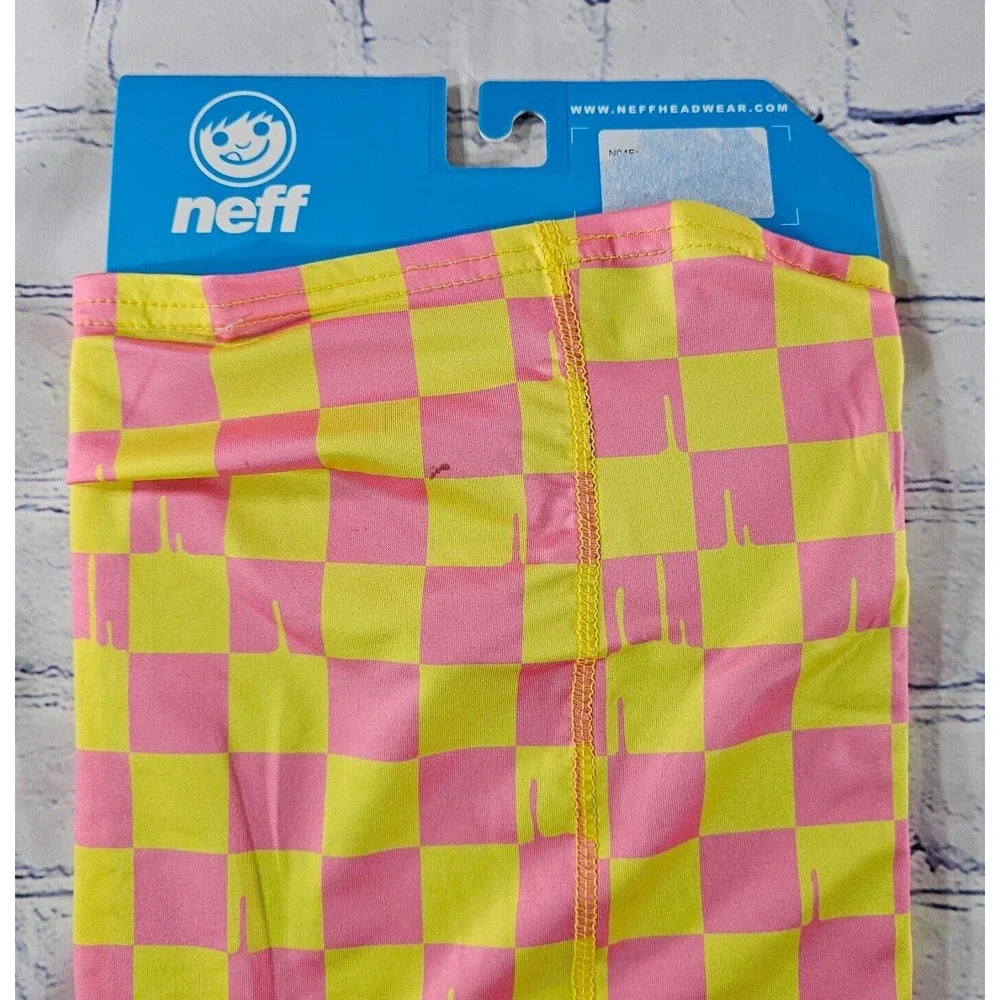 Neff Pink Yellow Checkerboard Facemask Face Cover Mask Gaiter